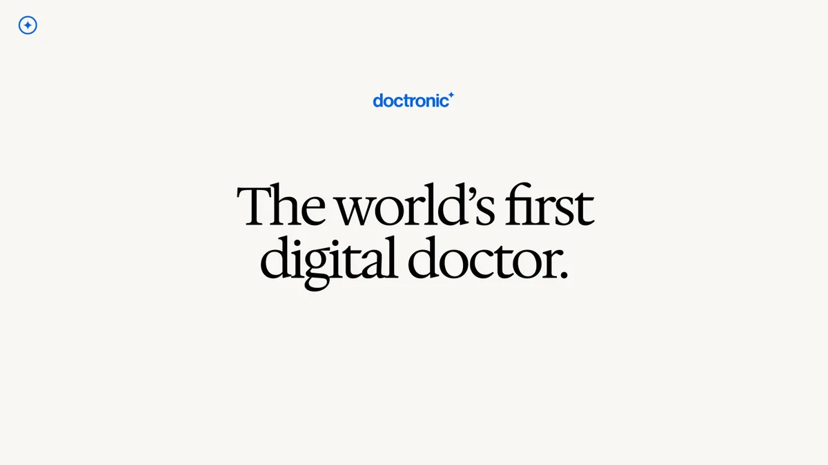 The pitch deck Doctronic used to raise $5 million for health AI agents · slide 1