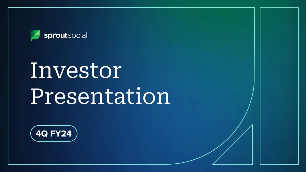 Sprout Social | Investor Presentation Deck | 29 slides · slide 1