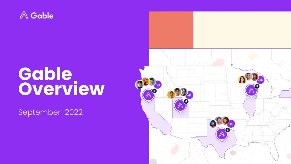 The map shows clusters of people in various US regions, likely representing remote team hubs or office locations.