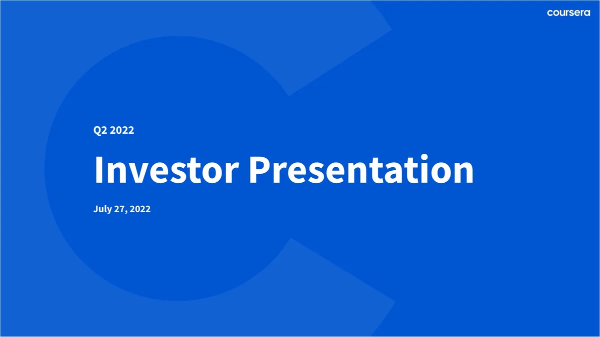 Coursera | Results Presentation Deck | 39 slides · slide 1
