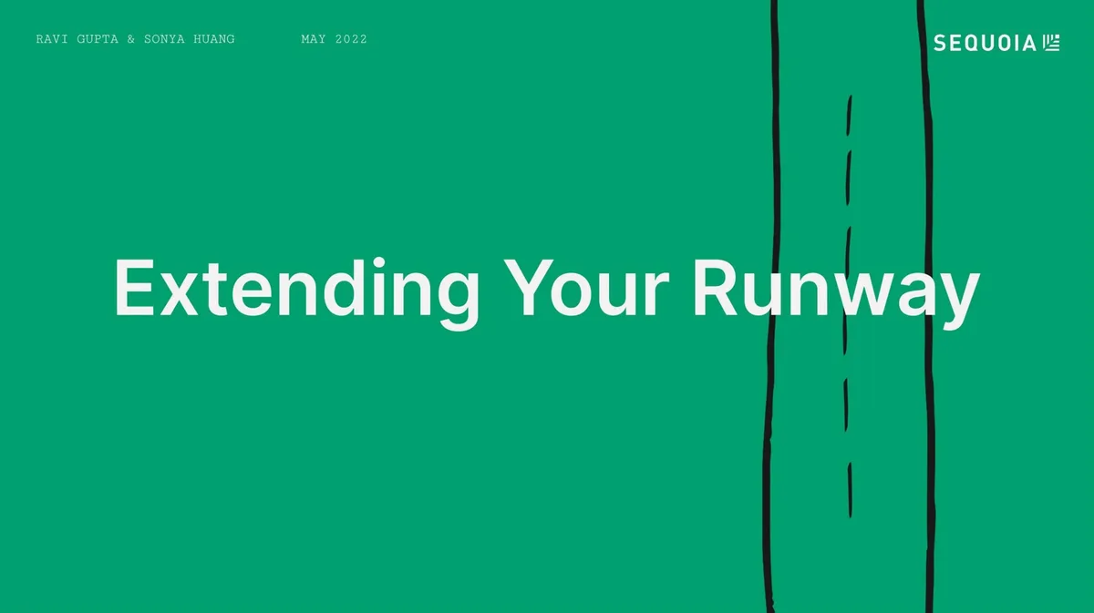 The slide features a hand-drawn runway graphic on the right side.