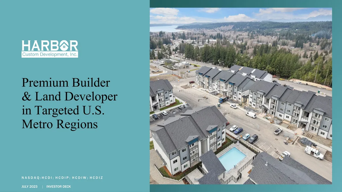 Harbor Custom Development | Investor Presentation Deck | 27 slides · slide 1