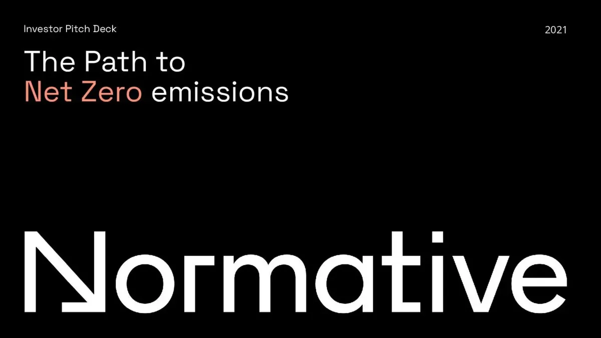 Here's the 18-slide pitch deck Normative;; a carbon accounting startup backed by Google;; used to raise $11.5 million · slide 1
