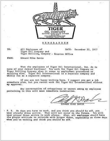 Tiger Oil memos