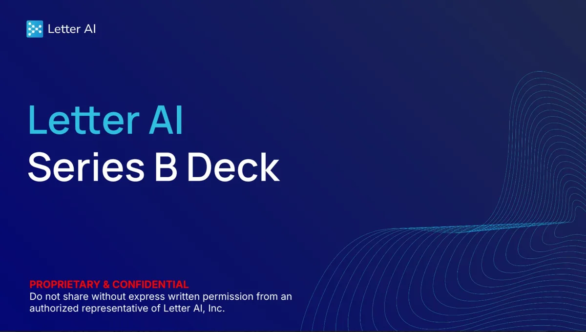 Pitch deck: Letter AI raises $40M, unveils new sales software feature · slide 1
