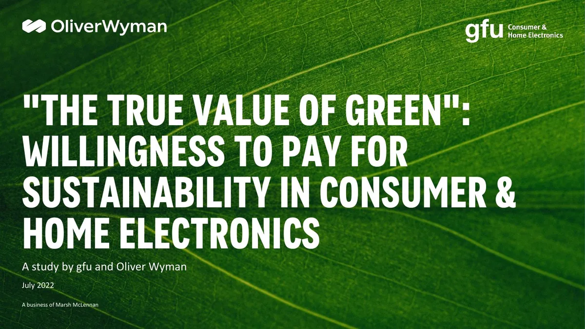 the true value of green: willingness to pay for sustainability in consumer & home electronics · slide 1