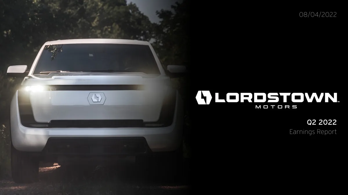 Lordstown Motors | Results Presentation Deck | 23 slides · slide 1