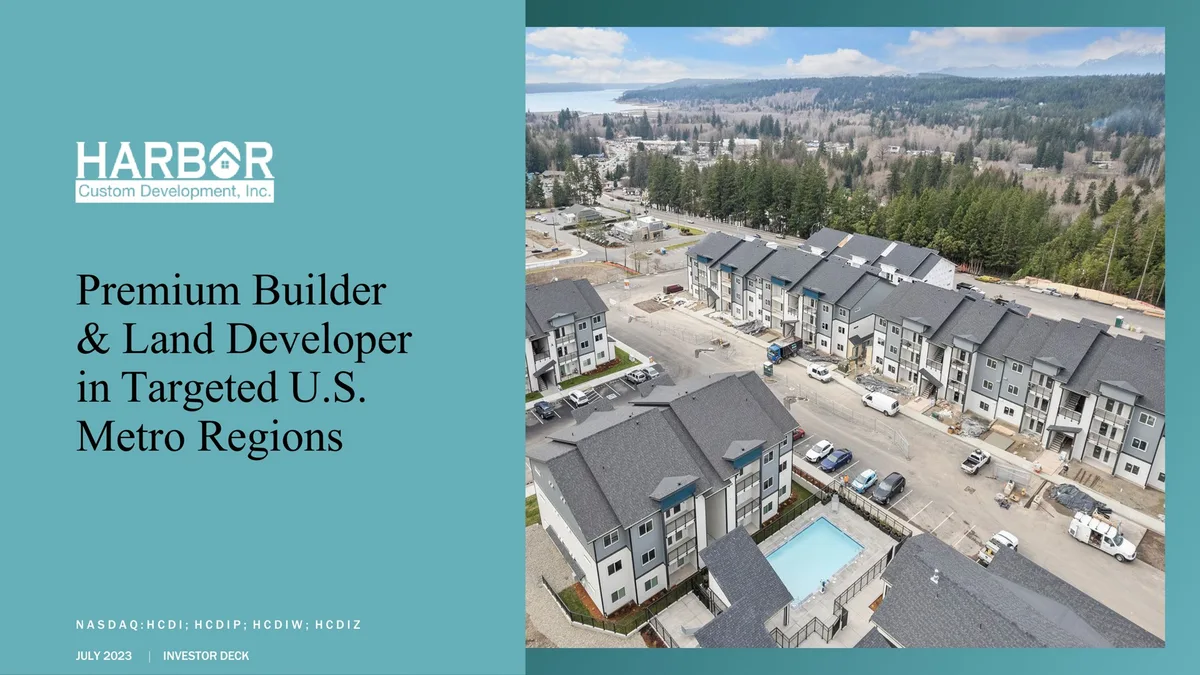 Harbor Custom Development | Investor Presentation Deck | 26 slides · slide 1