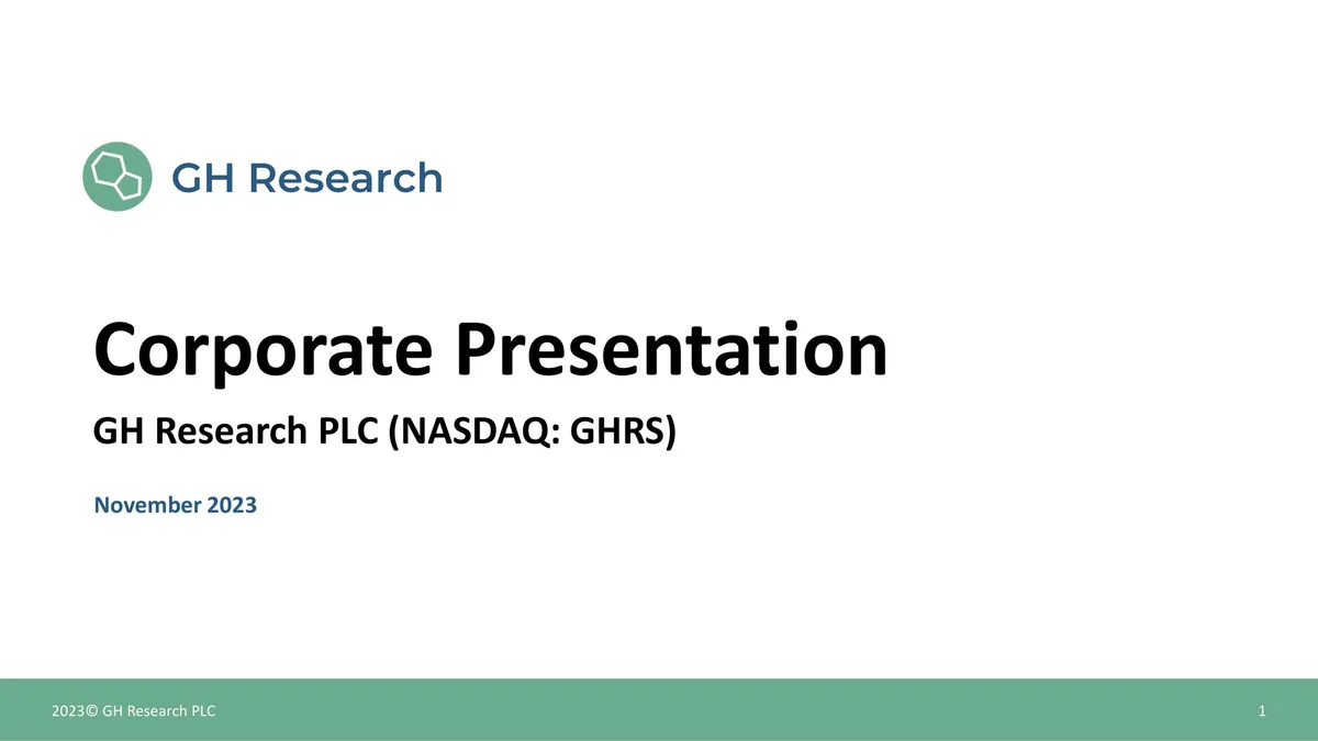 GH Research | Investor Presentation Deck | 30 slides · slide 1