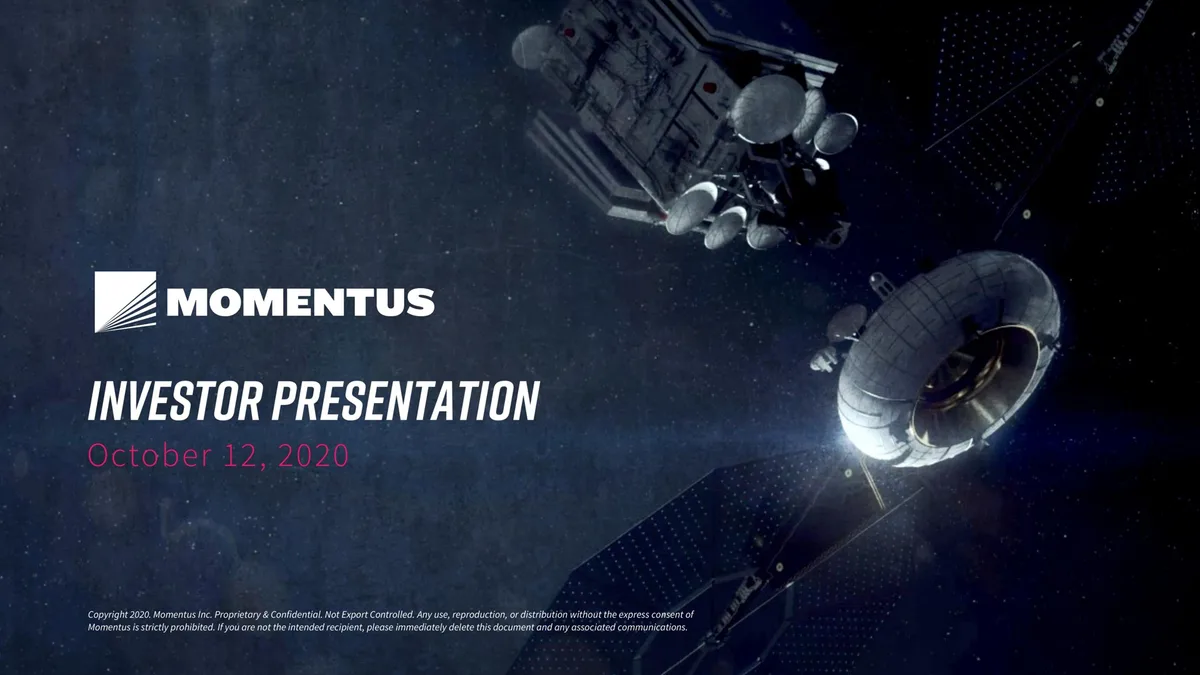 Momentus | SPAC Presentation Deck | 38 slides · slide 1