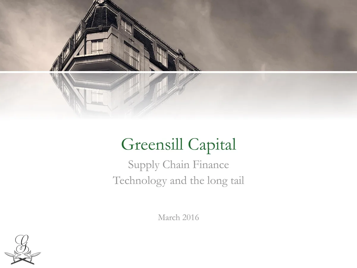 Greensill Capital | Investor Presentation Deck | 17 slides · slide 1