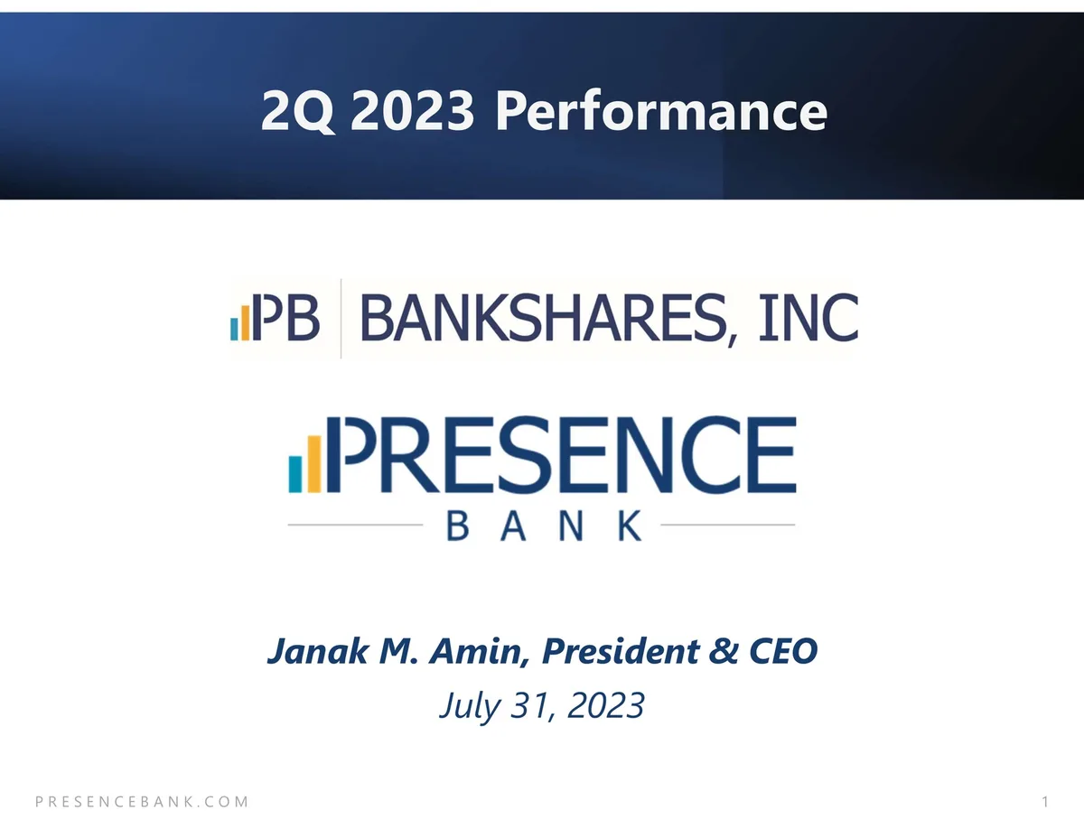 PB Bankshares | Results Presentation Deck | 27 slides · slide 1