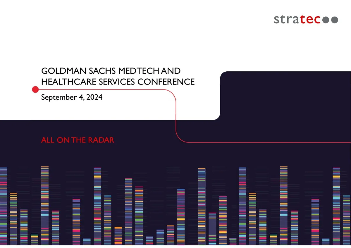 The slide features a stylized graphic resembling a barcode or frequency spectrum at the bottom.
