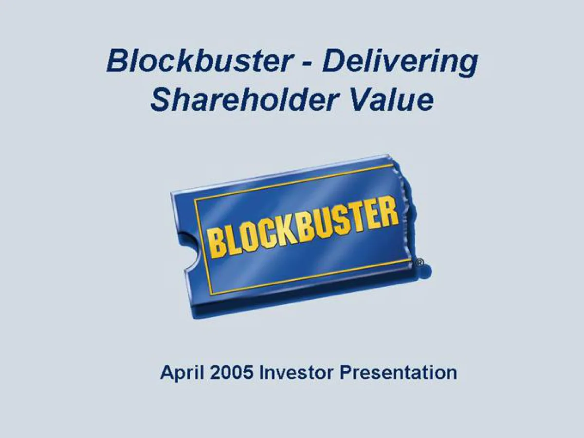 Blockbuster Video | Investor Presentation Deck | 27 slides · slide 1