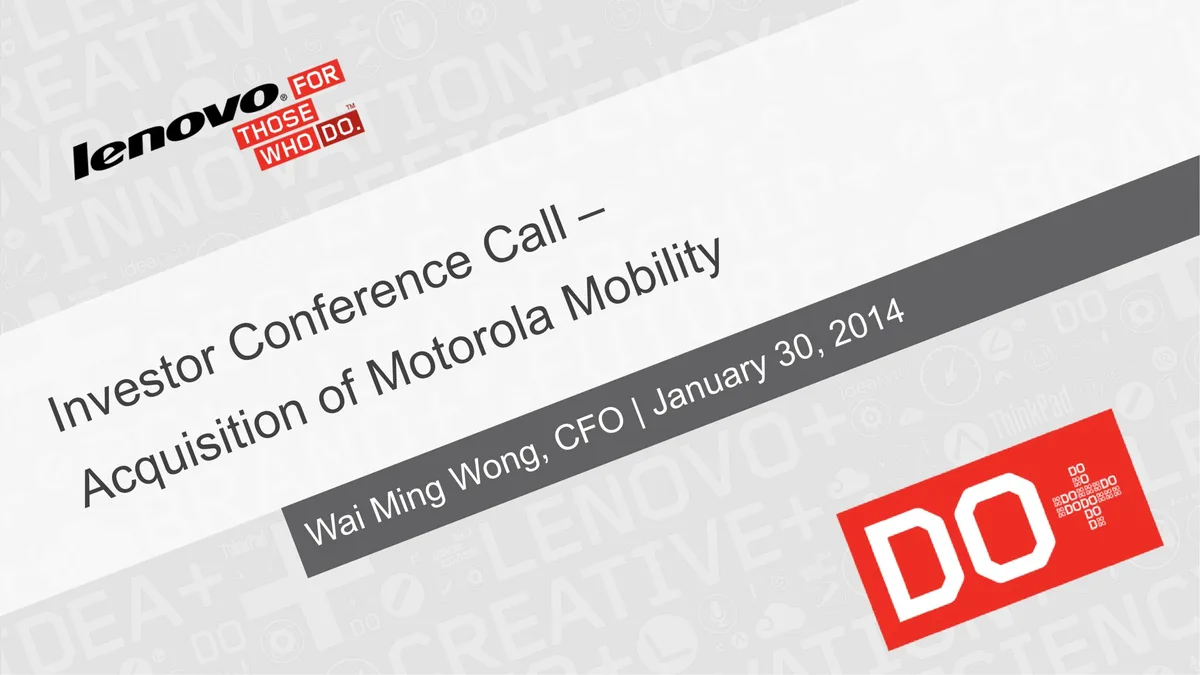 Lenovo | Mergers and Acquisitions Presentation Deck | 9 slides · slide 1