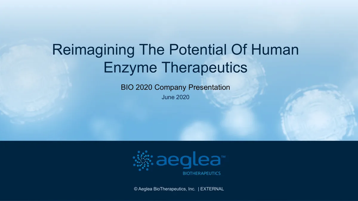 Aeglea BioTherapeutics | Investor Presentation Deck | 22 slides · slide 1