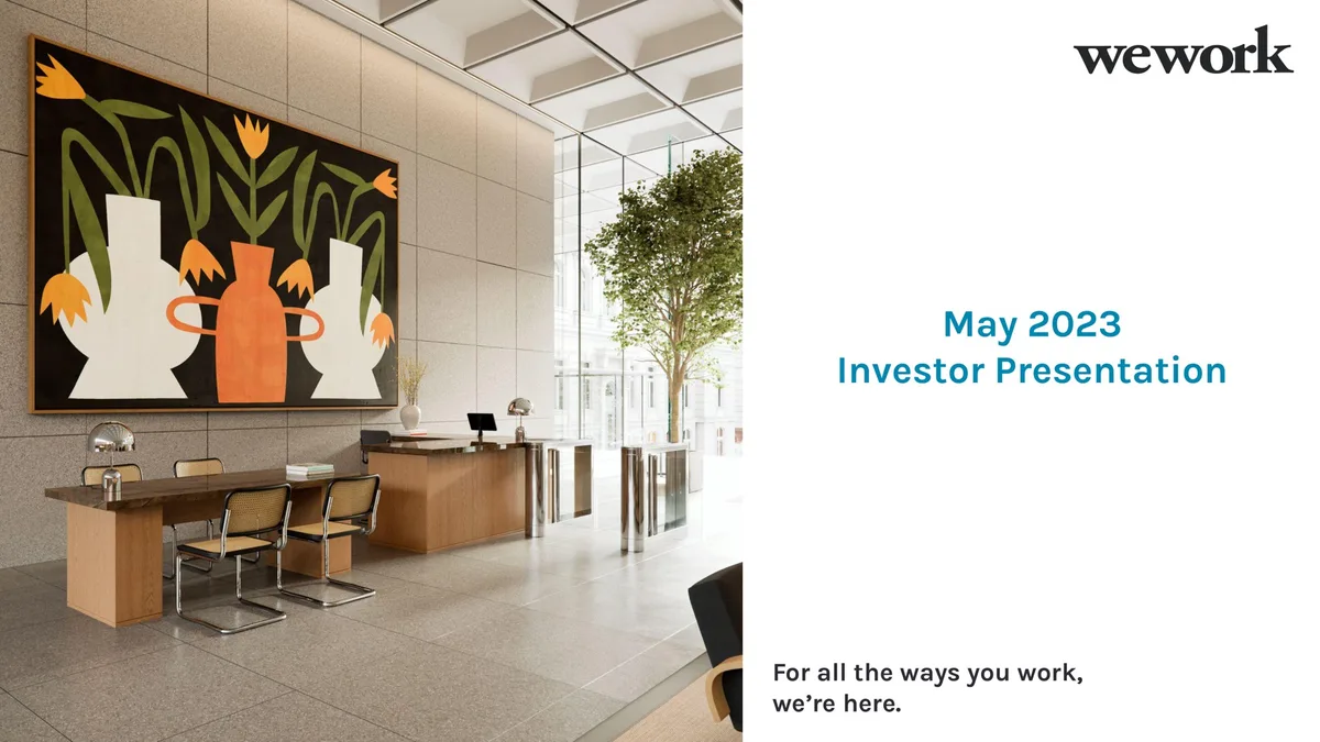 WeWork | Investor Presentation Deck | 27 slides · slide 1
