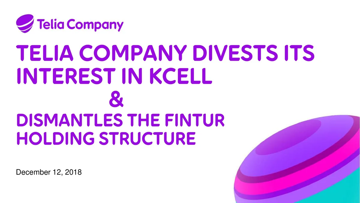 Telia Company | Mergers and Acquisitions Presentation Deck | 12 slides · slide 1