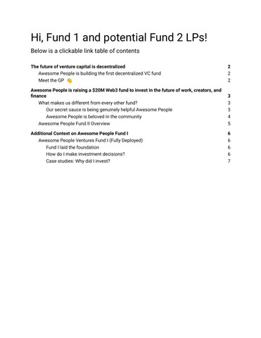 Awesome People Fund 2 Deal Memo