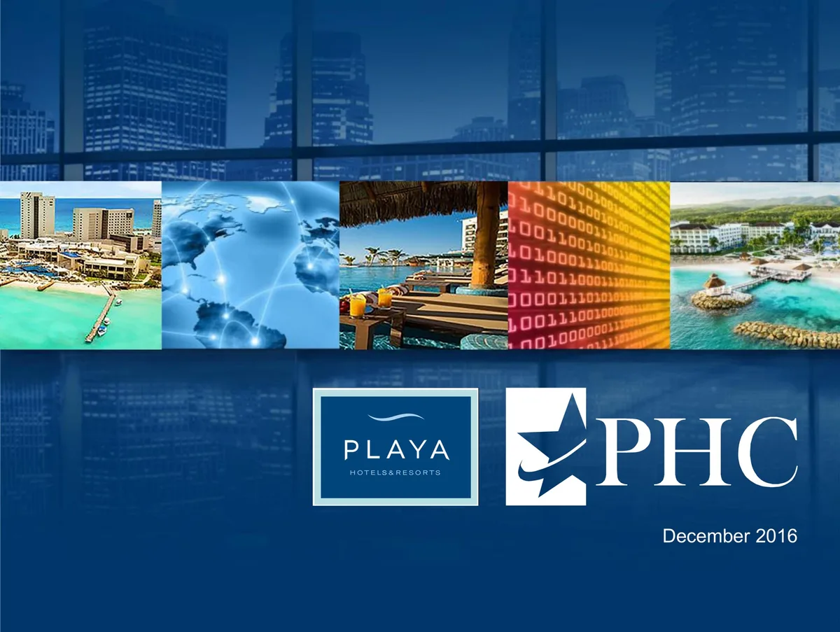 The slide features a collage of images representing hospitality, global connectivity, and digital data.