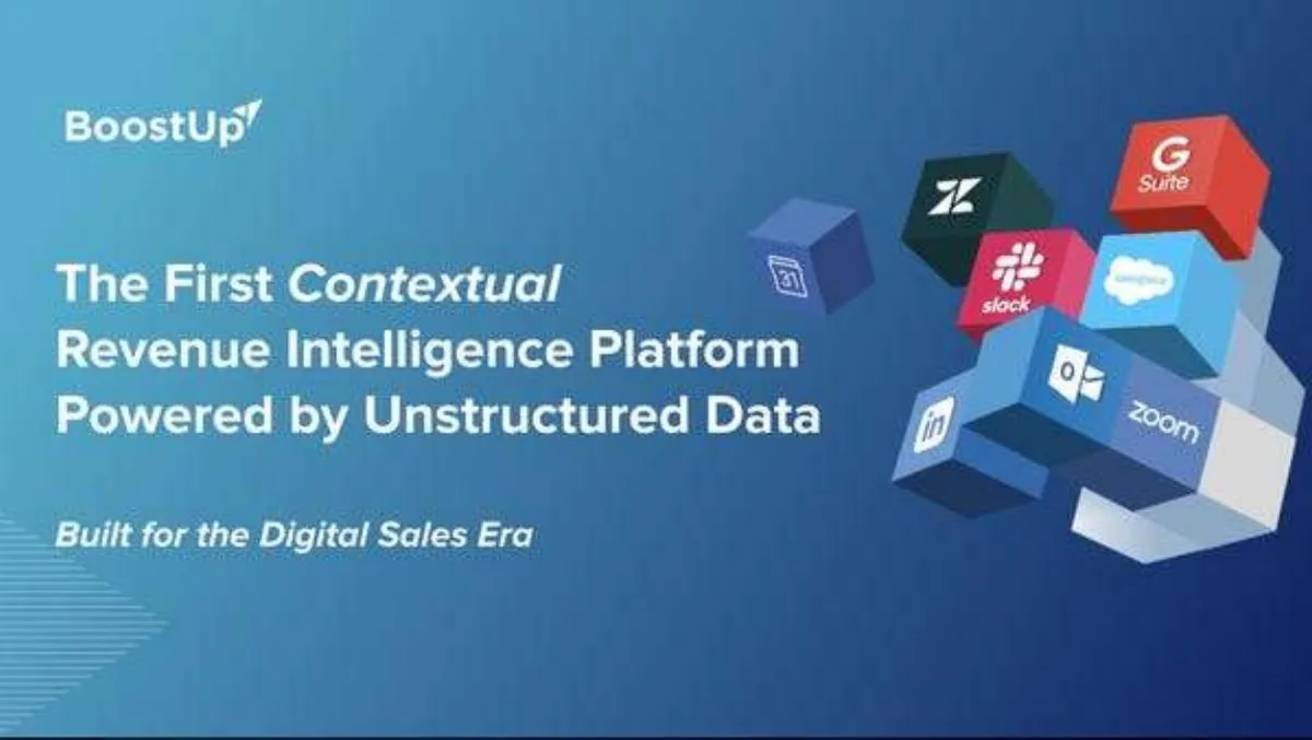 The slide uses a 3D isometric cube graphic to represent software integrations (Slack, Salesforce, Zoom, etc.).