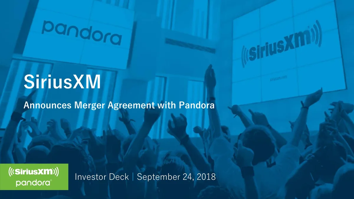 SiriusXM | Mergers and Acquisitions Presentation Deck | 12 slides · slide 1