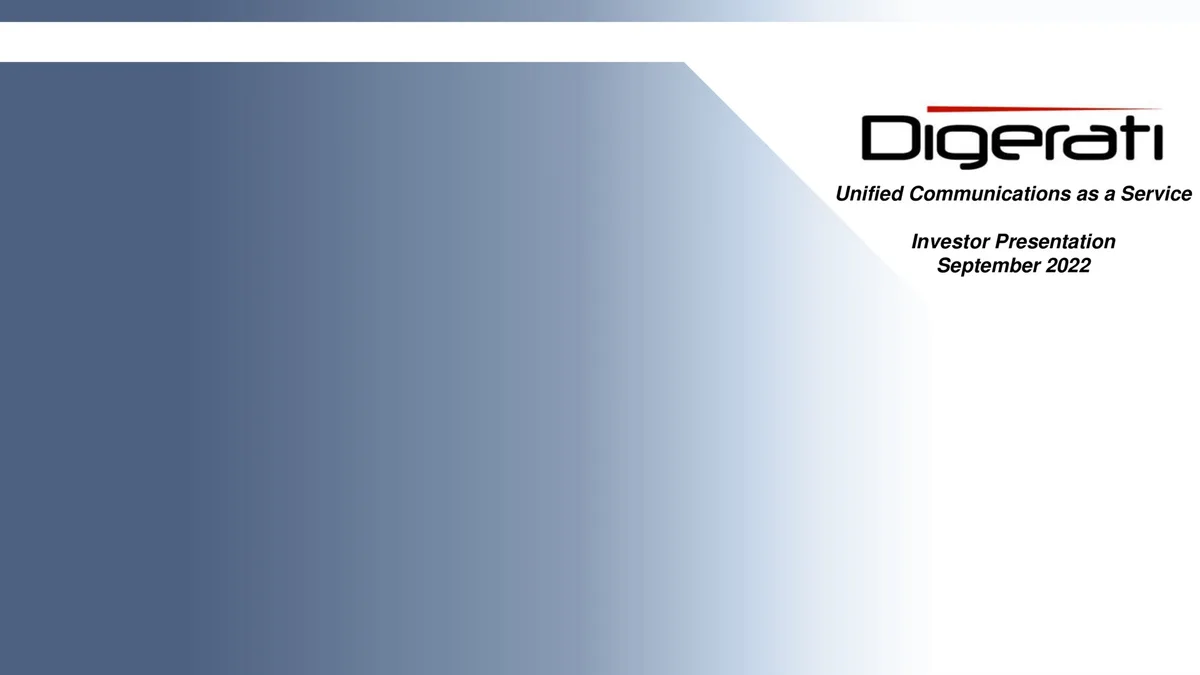 Digerati | SPAC Presentation Deck | 19 slides · slide 1