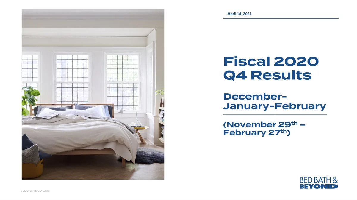 Bed Bath &amp; Beyond | Results Presentation Deck | 41 slides · slide 1