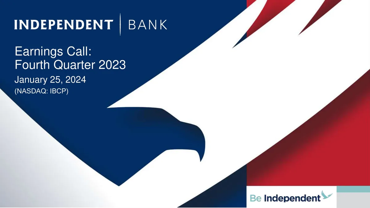 Independent Bank Corp | Results Presentation Deck | 30 slides · slide 1