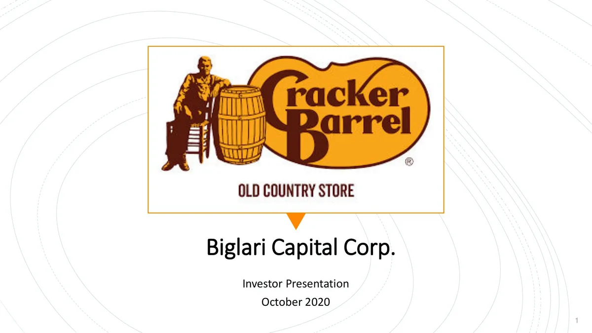 Bilgari Cracker Barrel Presentation October 2020 · slide 1