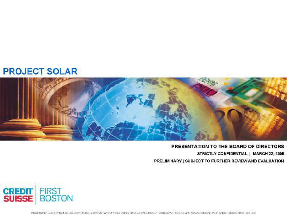 Credit Suisse | Investment Banking Pitch Book | 37 slides · slide 1