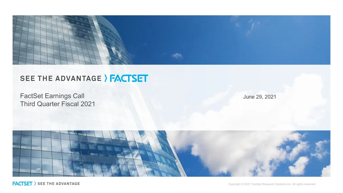 Factset | Results Presentation Deck | 21 slides · slide 1