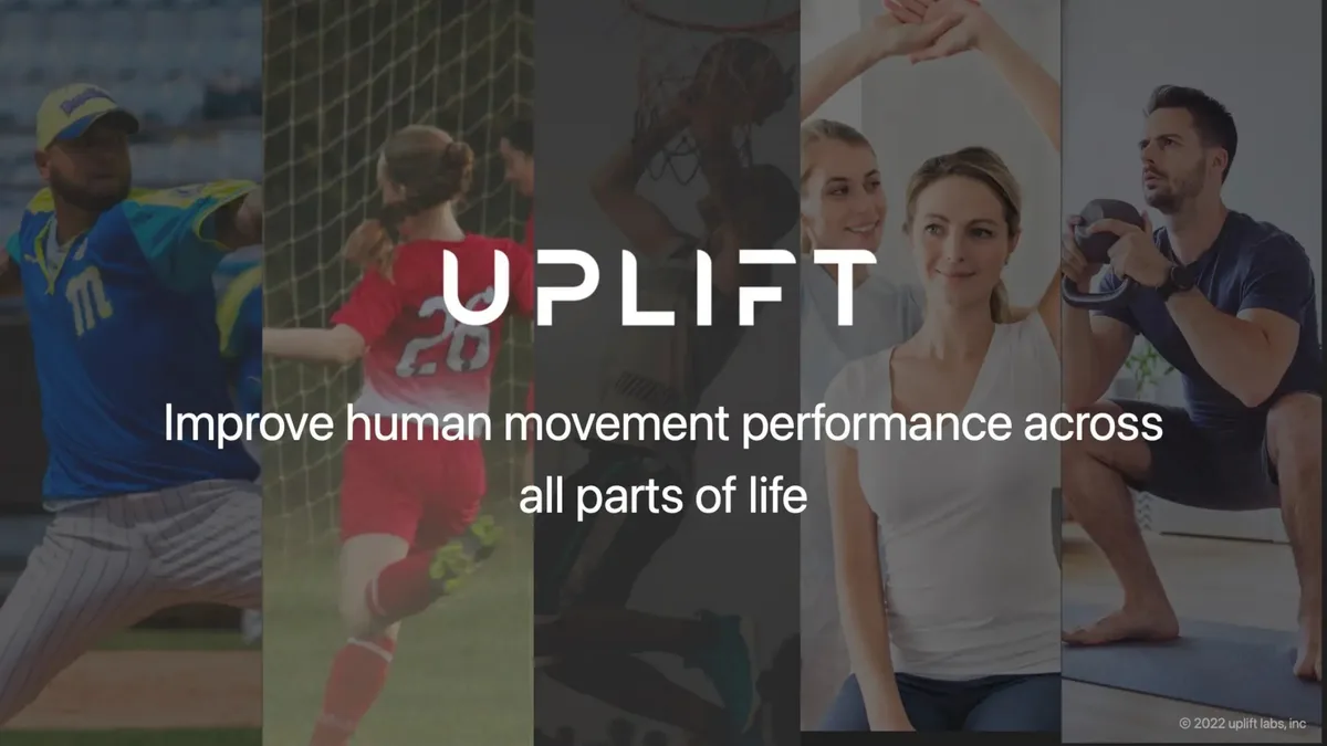 The pitch deck that sports tech startup Uplift used to raise $5.5 million · slide 1