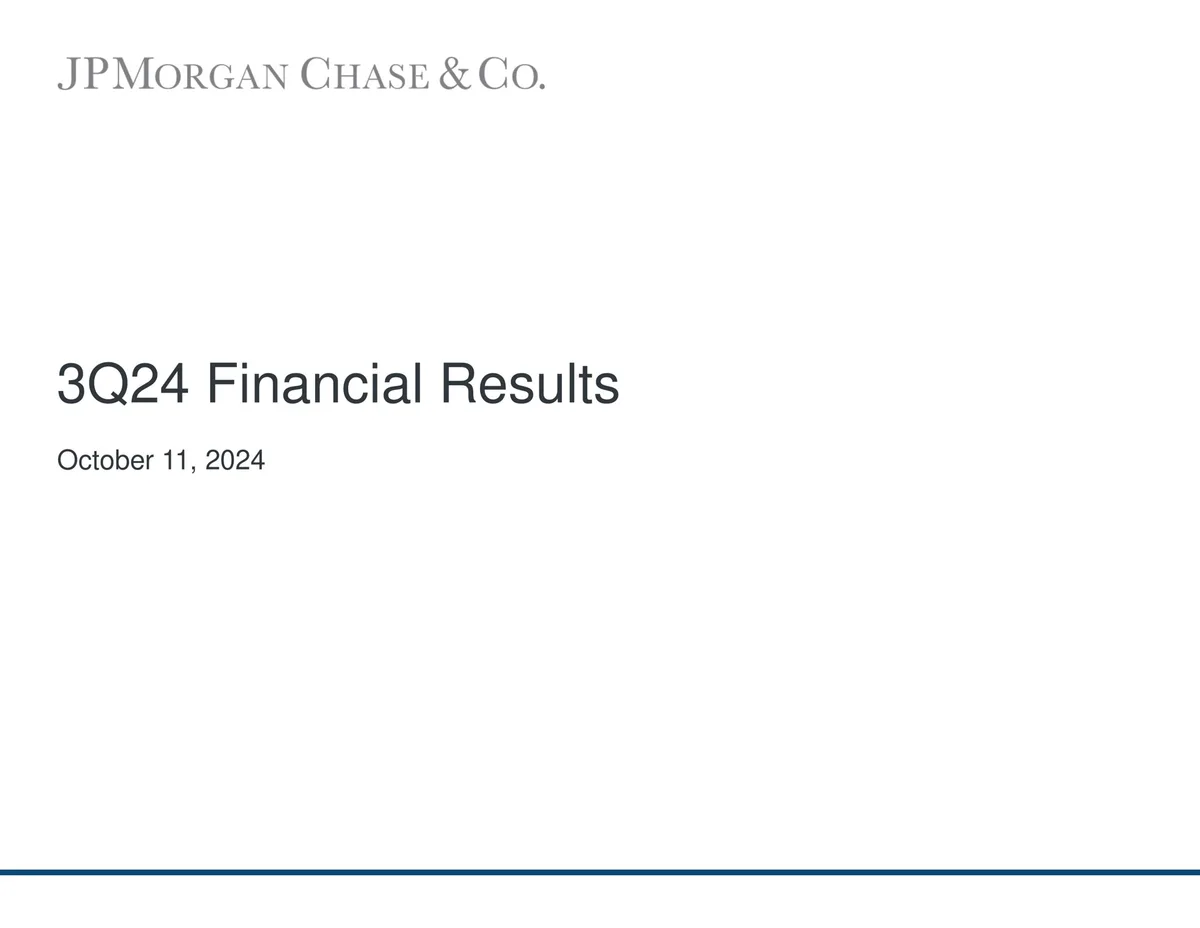 J.P.Morgan | Results Presentation Deck | 13 slides · slide 1
