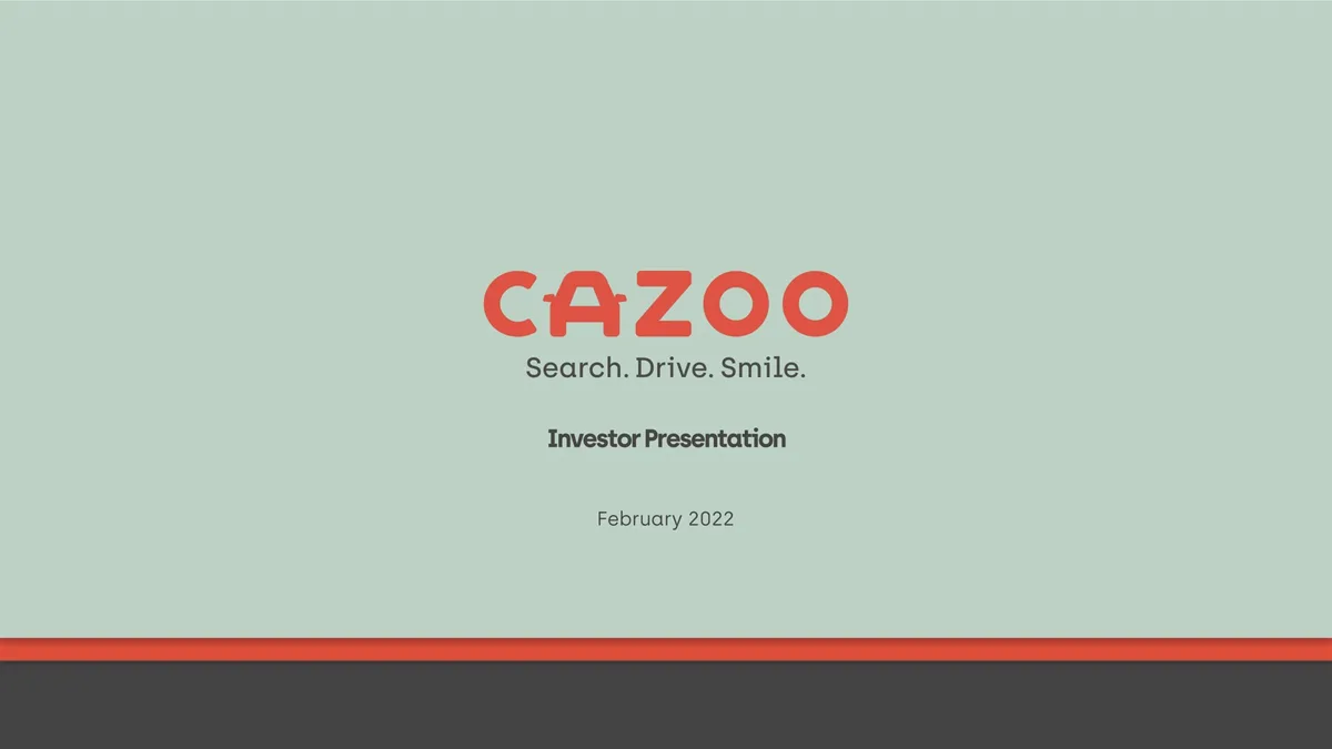 Cazoo | Investor Presentation Deck | 13 slides · slide 1
