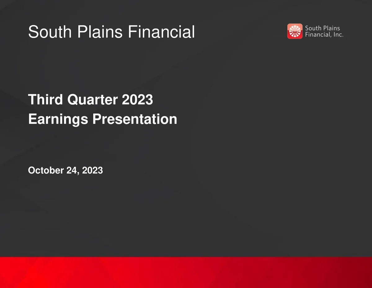 South Plains Financial | Results Presentation Deck | 25 slides · slide 1