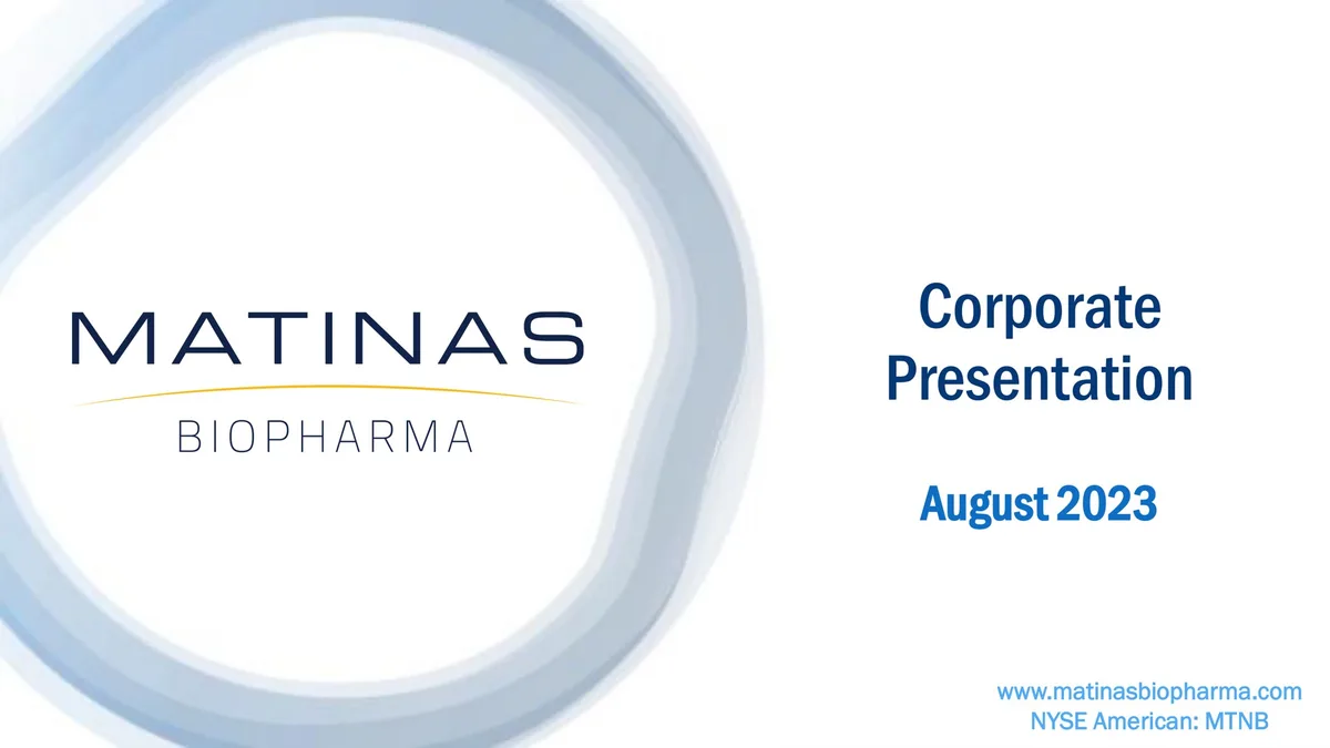 Matinas BioPharma | Investor Presentation Deck | 28 slides · slide 1
