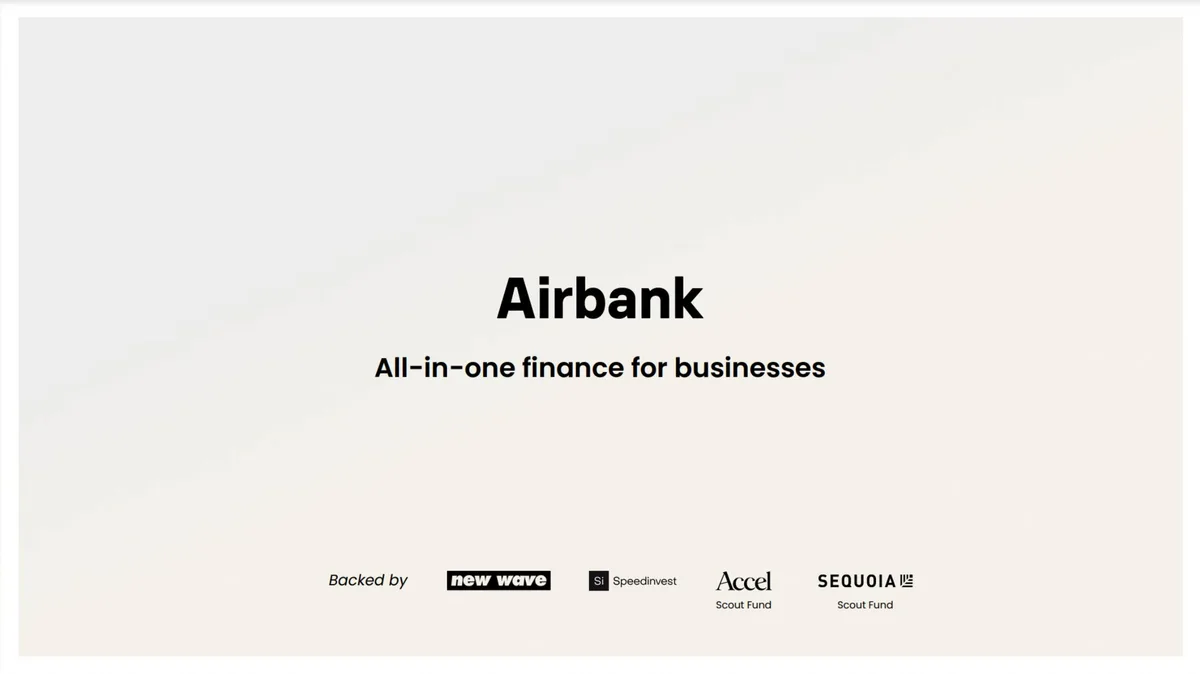 See the pitch deck Sequoia-backed fintech Airbank used to raise $20 million · slide 1