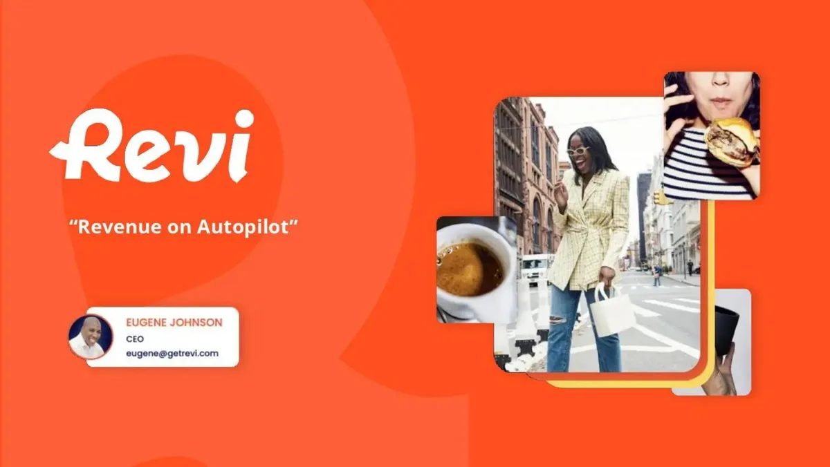 The slide uses a vibrant orange background with a speech-bubble motif and lifestyle imagery.