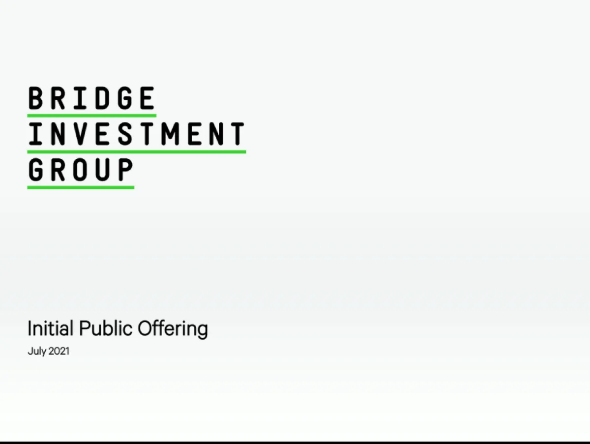 Bridge Investment Group | IPO Presentation Deck | 29 slides · slide 1